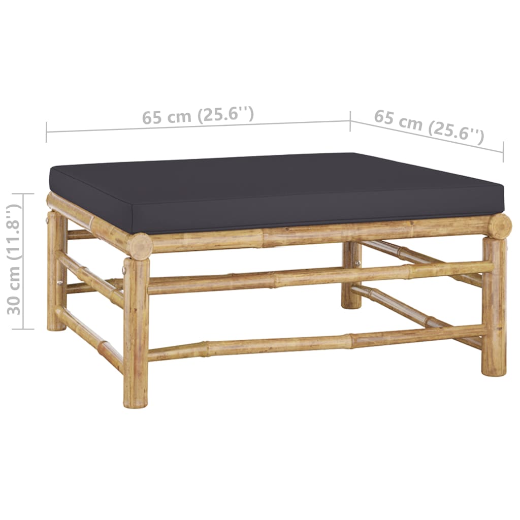 vidaXL Poggiapiedi da Giardino con Cuscini Grigio Scuro in Bambù
