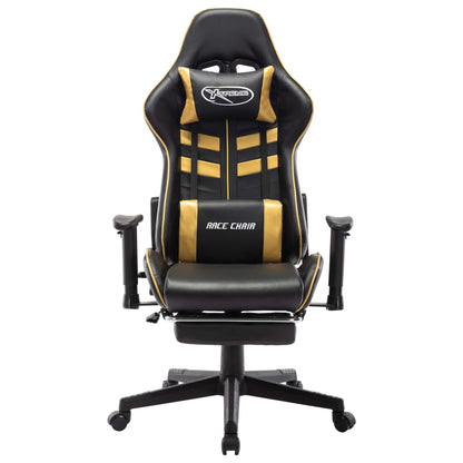 vidaXL Sedia da Gaming con Poggiapiedi Nera e Oro in Similpelle