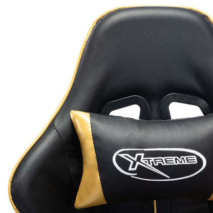 vidaXL Sedia da Gaming con Poggiapiedi Nera e Oro in Similpelle