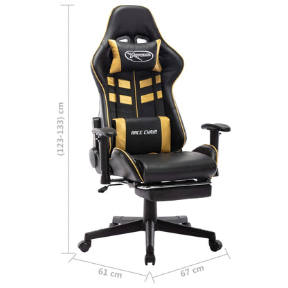 vidaXL Sedia da Gaming con Poggiapiedi Nera e Oro in Similpelle