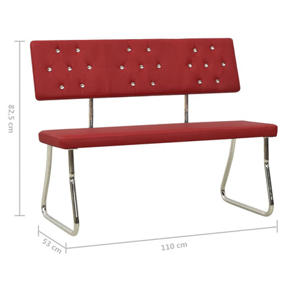 vidaXL Panca 110 cm Rosso Vino in Similpelle