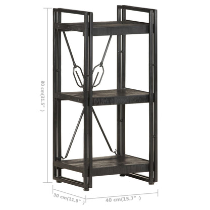 vidaXL Libreria a 3 Ripiani 40x30x80cm Nero in Legno Massello di Mango