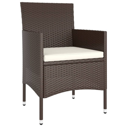 vidaXL Set Bistrot Giardino 5 pz Polyrattan e Vetro Temperato Marrone