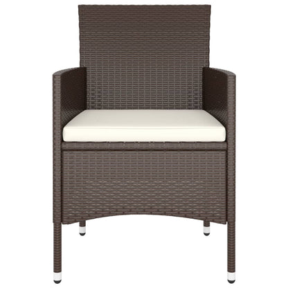 vidaXL Set Bistrot Giardino 5 pz Polyrattan e Vetro Temperato Marrone