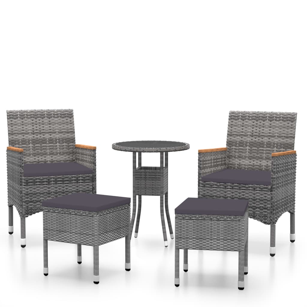 vidaXL Set Divani da Giardino 5 pz in Polyrattan Grigio