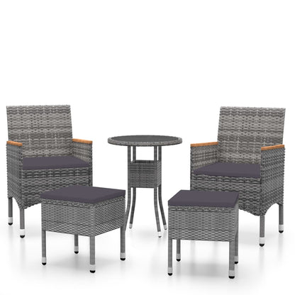 vidaXL Set Divani da Giardino 5 pz in Polyrattan Grigio