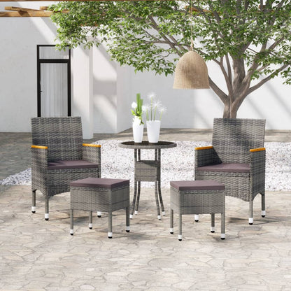 vidaXL Set Divani da Giardino 5 pz in Polyrattan Grigio