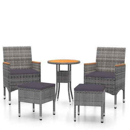 vidaXL Set Divani da Giardino 5 pz in Polyrattan Grigio