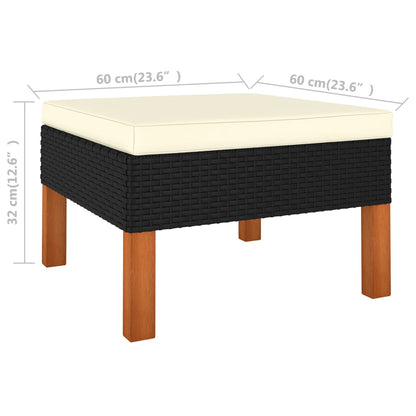 vidaXL Poggiapiedi in Polyrattan e Legno Massello di Eucalipto