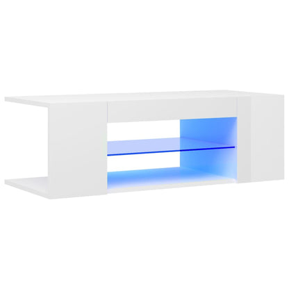 vidaXL Mobile Porta TV con Luci LED Bianco Lucido 90x39x30 cm