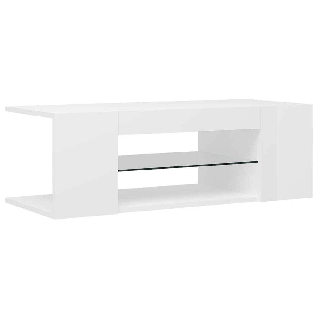 vidaXL Mobile Porta TV con Luci LED Bianco Lucido 90x39x30 cm