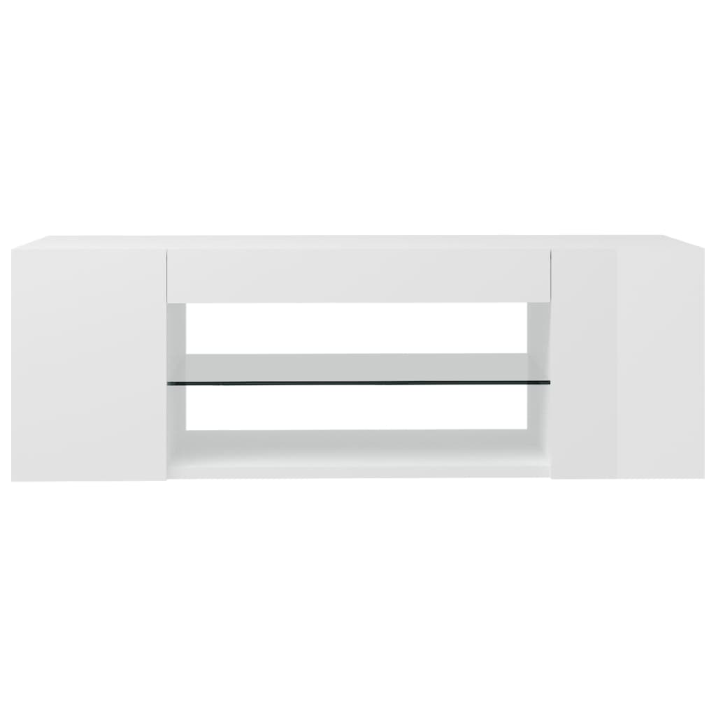 vidaXL Mobile Porta TV con Luci LED Bianco Lucido 90x39x30 cm