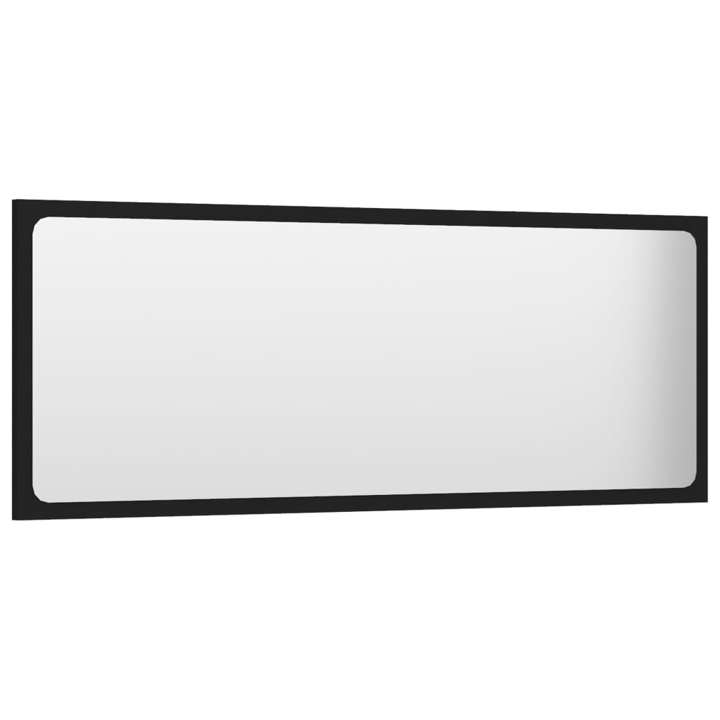 vidaXL Specchio da Bagno Nero 100x1,5x37 cm in Legno Multistrato