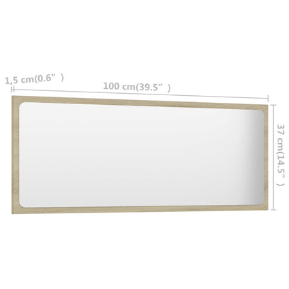 vidaXL Specchio da Bagno Rovere Sonoma 100x1,5x37 cm Legno Multistrato