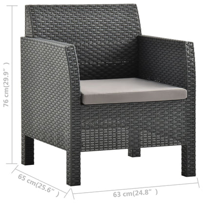 vidaXL Sedia a Sdraio da Giardino con Cuscino in Rattan PP Antracite