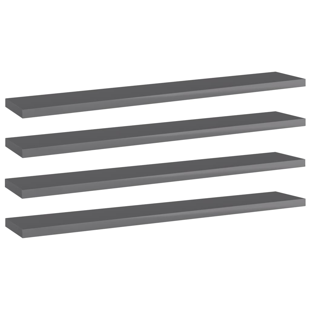 vidaXL Ripiani per Libreria 4pz Grigio Lucido 60x10x1,5cm Multistrato