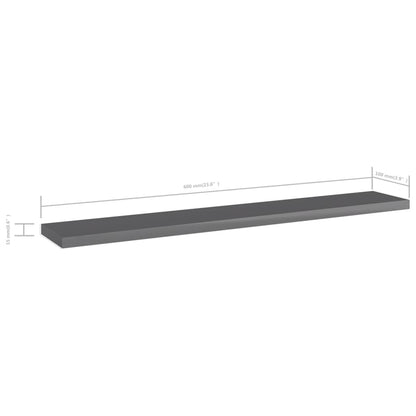 vidaXL Ripiani per Libreria 4pz Grigio Lucido 60x10x1,5cm Multistrato