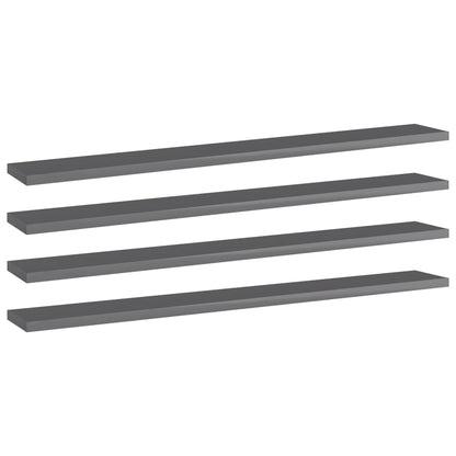 vidaXL Ripiani per Libreria 4pz Grigio Lucido 80x10x1,5cm Multistrato