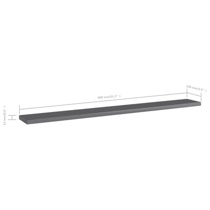 vidaXL Ripiani per Libreria 4pz Grigio Lucido 80x10x1,5cm Multistrato