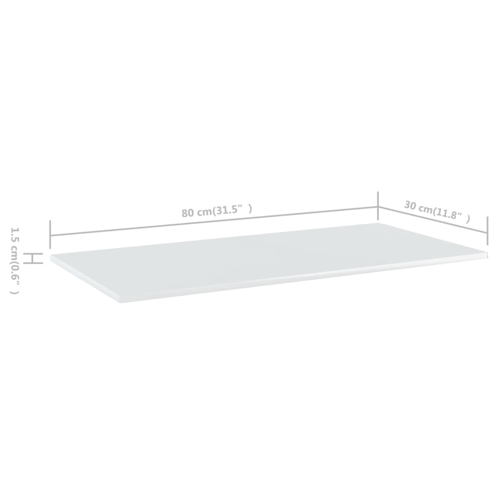 vidaXL Ripiani per Libreria 4 pz Bianco Lucido 80x30x1,5cm Multistrato
