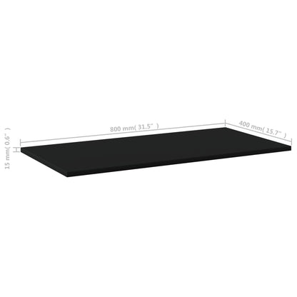 vidaXL Ripiani per Libreria 4pz Neri 80x40x1,5cm in Legno Multistrato