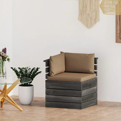 vidaXL Divano Angolare da Giardino su Pallet con Cuscini Legno di Pino VIDAXL
