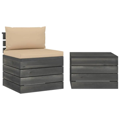 vidaXL Set Divani da Giardino su Pallet 2 pz con Cuscini Massello Pino VIDAXL