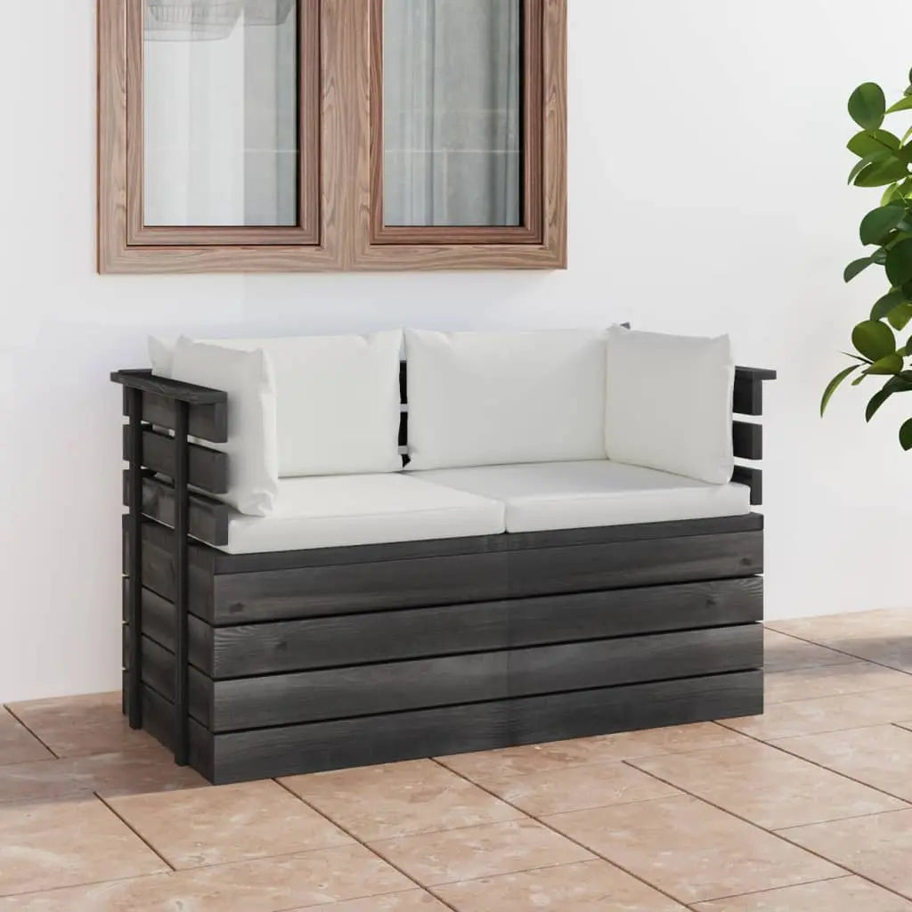 vidaXL Divano da Giardino 2 Posti su Pallet con Cuscini Massello Pino VIDAXL