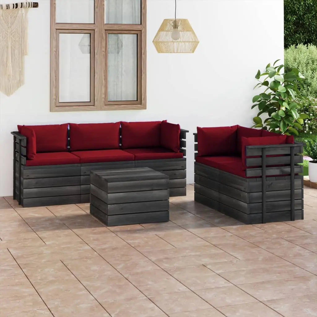 vidaXL Set Divani da Giardino su Pallet 6 pz con Cuscini Massello Pino VIDAXL