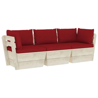 vidaXL Divano da Giardino a 3 Posti su Pallet con Cuscini Legno Abete VIDAXL
