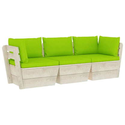 vidaXL Divano da Giardino a 3 Posti su Pallet con Cuscini Legno Abete VIDAXL