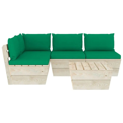 vidaXL Set Divani da Giardino su Pallet 5 pz con Cuscini Legno Abete VIDAXL
