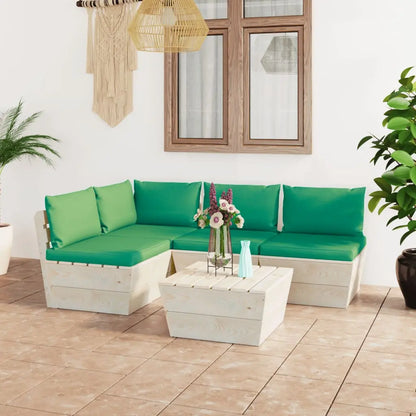 vidaXL Set Divani da Giardino su Pallet 5 pz con Cuscini Legno Abete VIDAXL