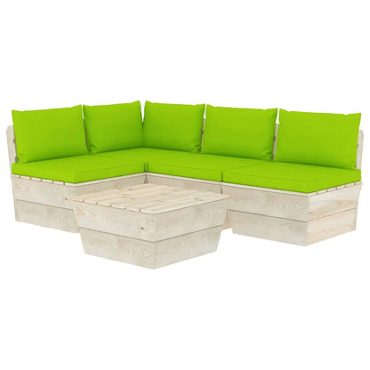 vidaXL Set Divani da Giardino su Pallet 5 pz con Cuscini Legno Abete VIDAXL