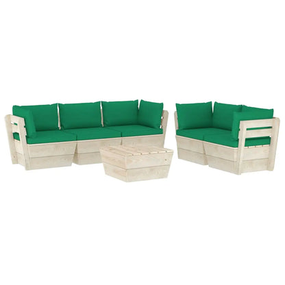 vidaXL Set Divani da Giardino su Pallet 6 pz con Cuscini Legno Abete VIDAXL