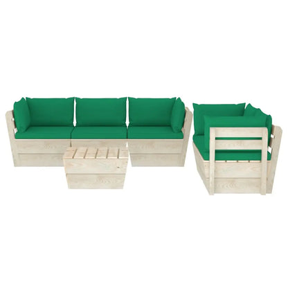 vidaXL Set Divani da Giardino su Pallet 6 pz con Cuscini Legno Abete VIDAXL