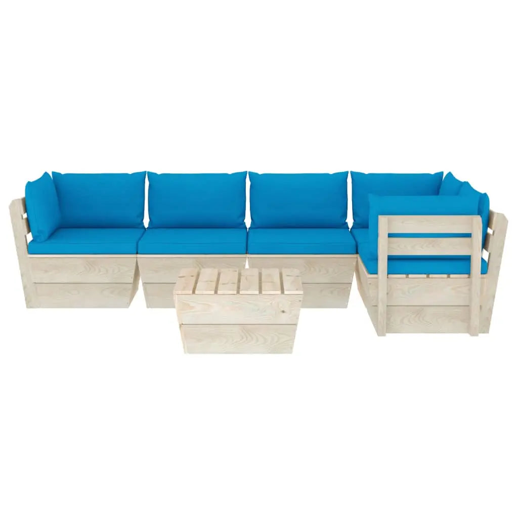 vidaXL Set Divani da Giardino su Pallet 6 pz con Cuscini Legno Abete VIDAXL