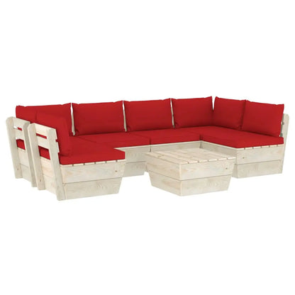 vidaXL Set Divani da Giardino su Pallet 7 pz con Cuscini Legno Abete VIDAXL