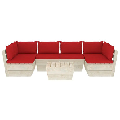 vidaXL Set Divani da Giardino su Pallet 7 pz con Cuscini Legno Abete VIDAXL