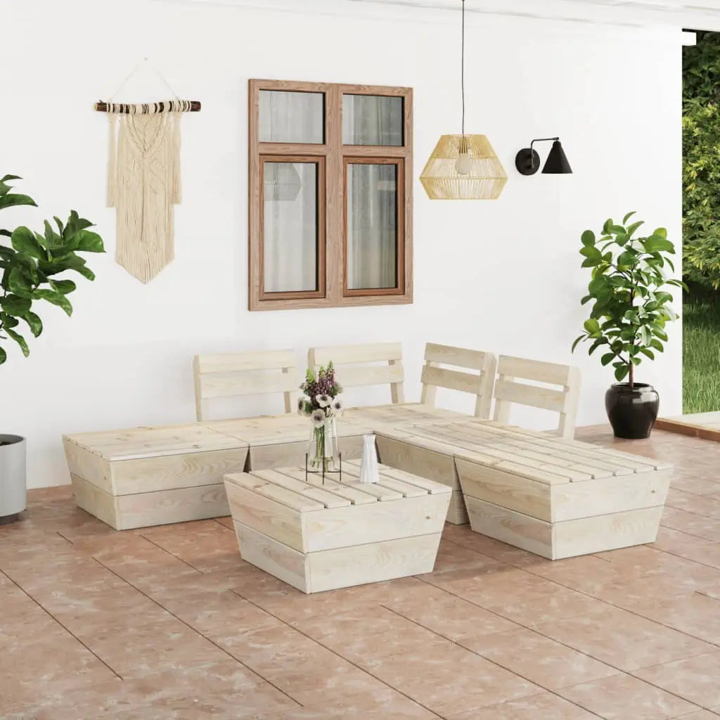vidaXL Set Divani da Giardino su Pallet 6 pz in Legno Abete Impregnato VIDAXL