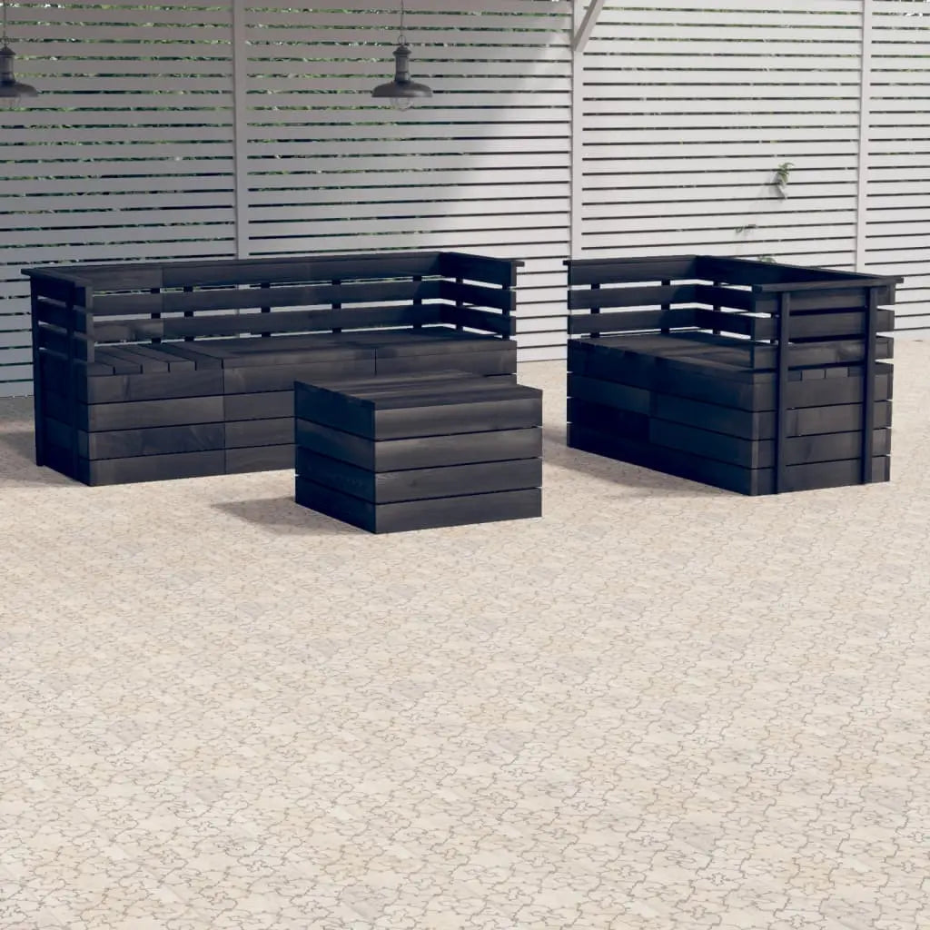 vidaXL Set Divani da Giardino su Pallet 6 pz Legno Pino Grigio Scuro VIDAXL