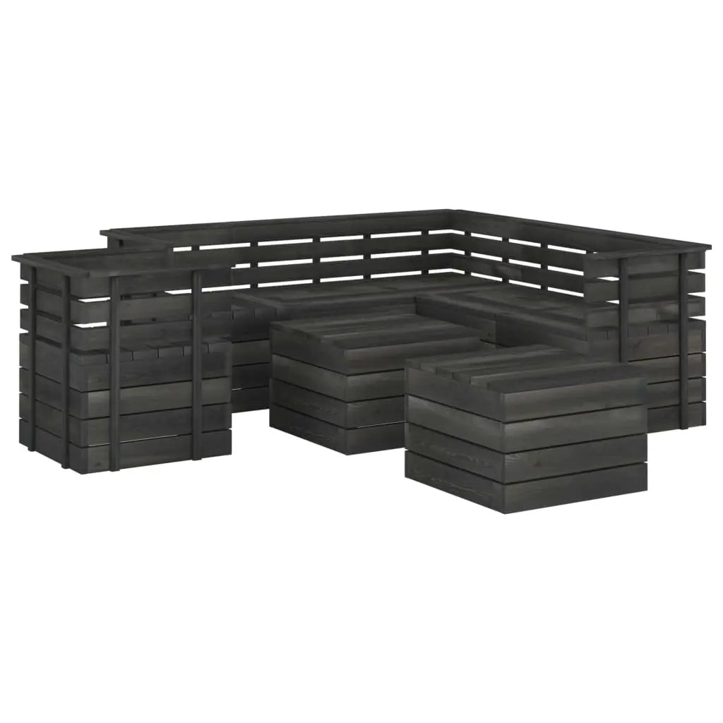vidaXL Set Divani da Giardino su Pallet 8 pz Legno Pino Grigio Scuro VIDAXL