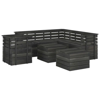 vidaXL Set Divani da Giardino su Pallet 8 pz Legno Pino Grigio Scuro VIDAXL