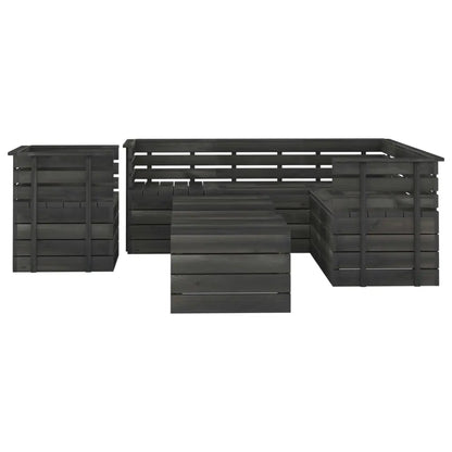 vidaXL Set Divani da Giardino su Pallet 8 pz Legno Pino Grigio Scuro VIDAXL