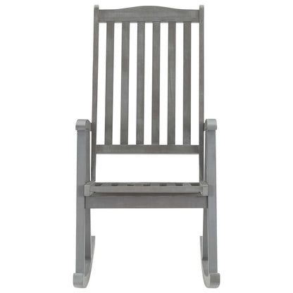 3064217 vidaXL Rocking Chair with Cushions Grey Solid Acacia Wood (311845+47540)