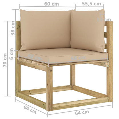 vidaXL Divani Angolari da Giardino & Cuscini 2pz Pino Impregnato Verde