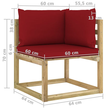 vidaXL Divani Angolari da Giardino & Cuscini 2pz Pino Impregnato Verde