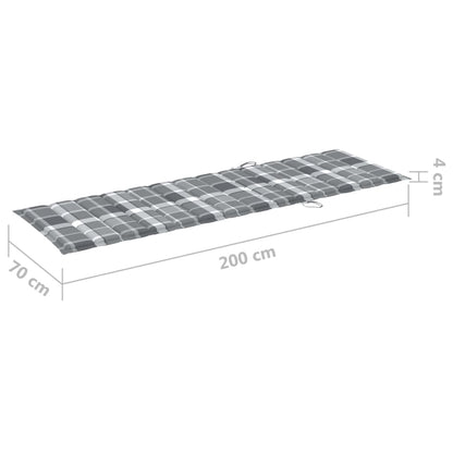 vidaXL Lettino da Giardino con Cuscino Tartan Grigio Pino Impregnato