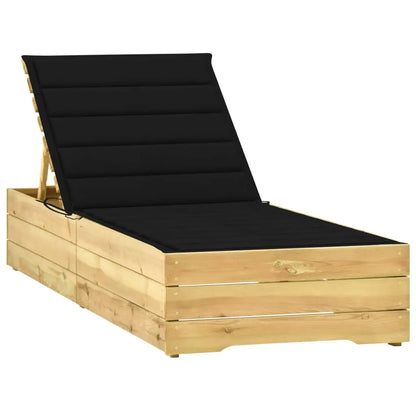 vidaXL Lettino da Giardino con Cuscino Nero Legno di Pino Impregnato VIDAXL