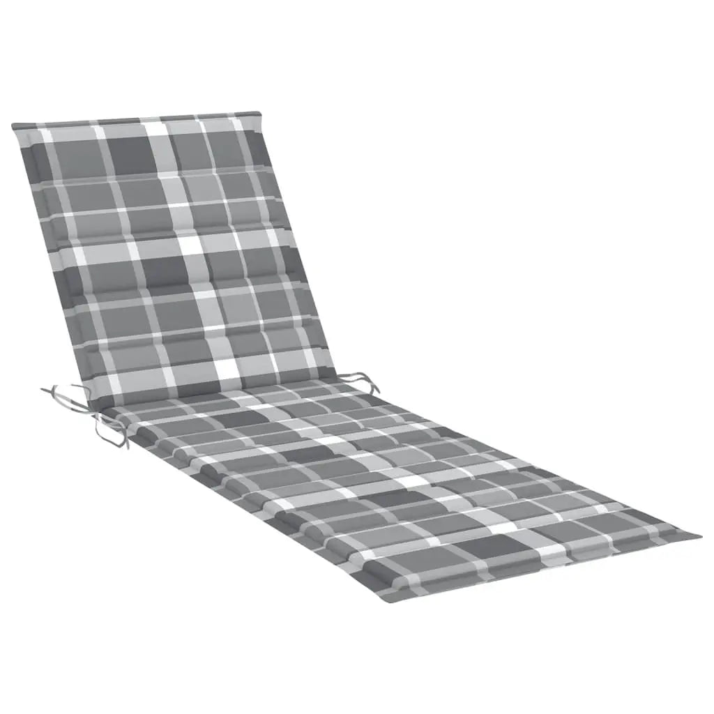 vidaXL Lettino Prendisole con Cuscino Tartan Grigio in Pino Impregnato VIDAXL